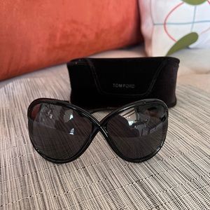 TOM FORD Simone Bamboo Sunglasses, black and gold, like new
